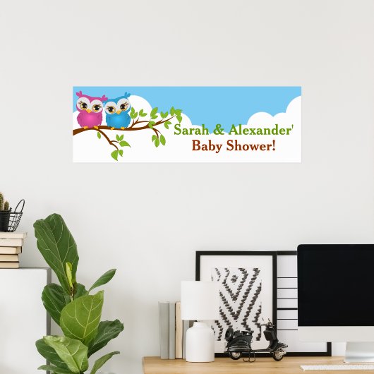 スウィートツインズフールズボーイガールベビーシャワーバナー ポスター (ホームオフィス)