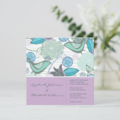 スウィートティール(緑がかった色)バードフローラ庭園の結婚式招待状 招待状 (スタンド正面)