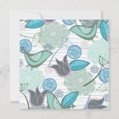 スウィートティール(緑がかった色)バードフローラ庭園の結婚式招待状 招待状 (裏面)