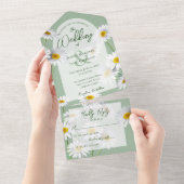 スウィートデイジーオンセージグリーン オールインワン招待状 (貼ってはがせる)