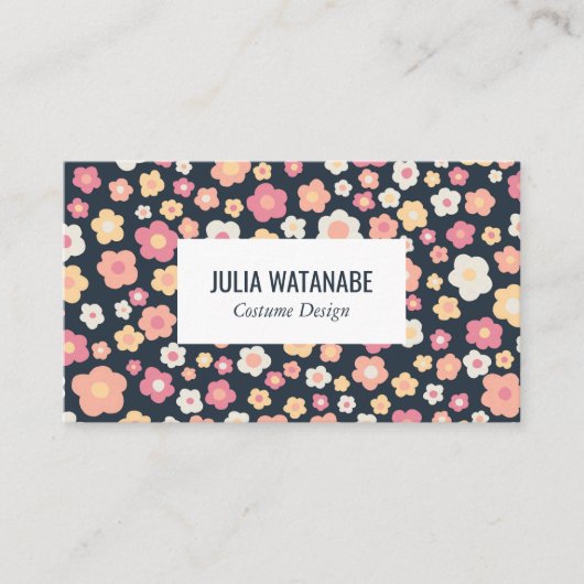 スウィートデイジーフローラQRコードソーシャルメディアシック 名刺 (正面)