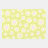 スウィートデイジーベビーパステルグリーンイエローピンク ラッピングペーパーシート (正面2)
