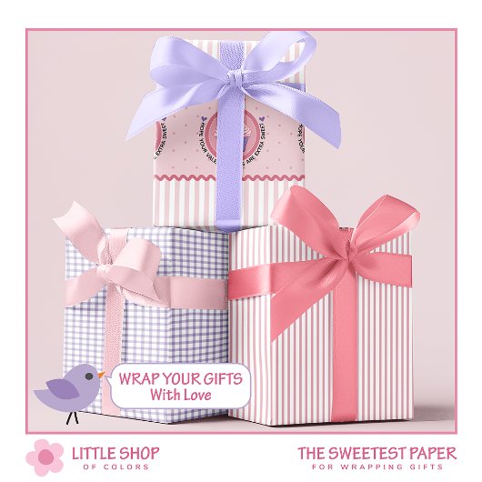 スウィートトリートカップケーキバレンティンデー ラッピングペーパーシート