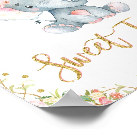 スウィートトリートサインガールエレファントベビーシャワーデコール ポスター (角)