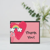 スウィートトリートハートレインボー誕生日サンキュー ポストカード (スタンド正面)