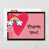 スウィートトリートハートレインボー誕生日サンキュー ポストカード (正面/裏面)