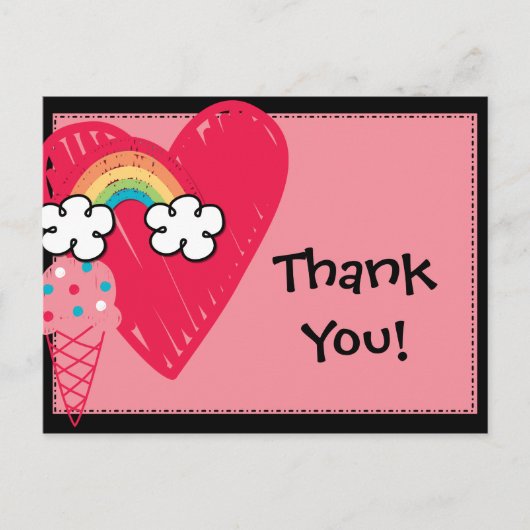 スウィートトリートハートレインボー誕生日サンキュー ポストカード (正面)