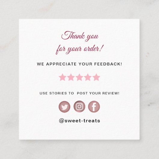 スウィートトリートベーカリーありがとう スクエア名刺 (裏面)