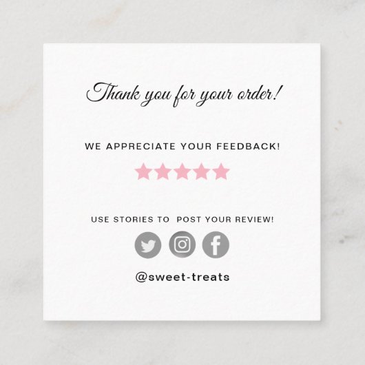 スウィートトリートベーカリーありがとう スクエア名刺 (裏面)