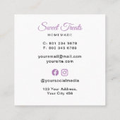 スウィートトリートベーカリーパープル スクエア名刺 (裏面)