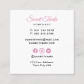 スウィートトリートベーカリーピンク スクエア名刺 (裏面)