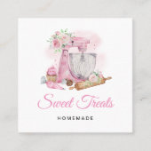 スウィートトリートベーカリーピンク スクエア名刺 (正面)