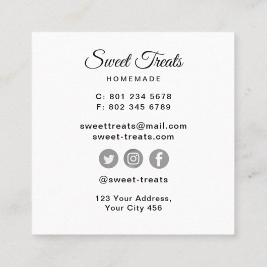 スウィートトリートベーカリー スクエア名刺 (裏面)