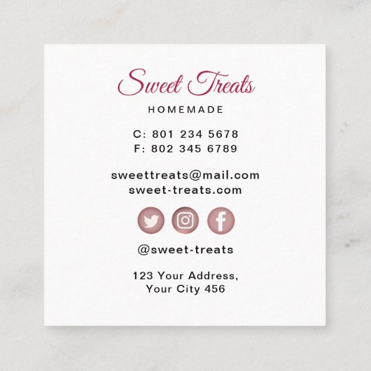 スウィートトリートベーカリー スクエア名刺 (裏面)