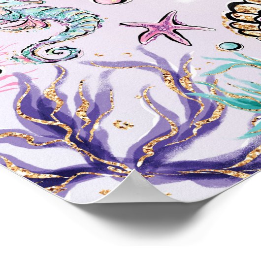 スウィートトリートマーメイド誕生日アンダーザシーベビー ポスター (角)