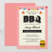 スウィートドット ピンク ベビーシャワー BBQ パーティー招待状 招待状 (正面/裏面)