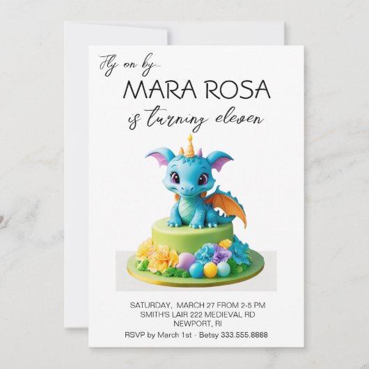 *~*スウィートドラゴンケーキ写真AP88誕生日パーティー 招待状 (正面)