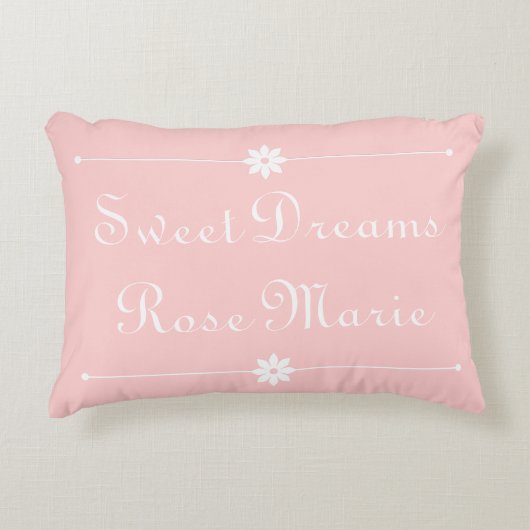 スウィートドリームオンベビーピンクパーソナライズされた アクセントクッション (正面)
