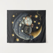 スウィートドリームカワイイデザイン子猫 タペストリー (正面(横))