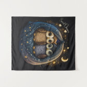 スウィートドリームキュートデザインフクロウ タペストリー (正面(横))