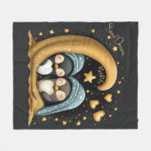 スウィートドリームキュートデザインペンギンパーソナライズされたネーム フリースブランケット (正面(横))