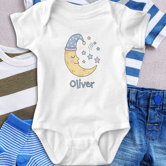 スウィートドリームクレセントムーン&スターズ ベビーボディスーツ