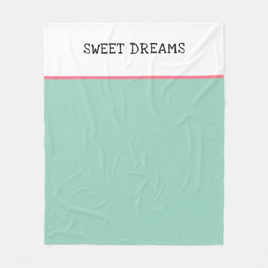 スウィートドリームスティール(緑がかった色)グリーンアンドピンク フリースブランケット (正面)