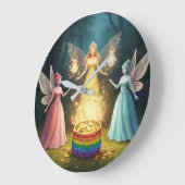 スウィートドリームスフェアリーブライダルシャワー ラージ壁時計 (傾斜)