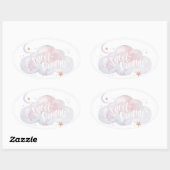 スウィートドリームスランバーパーティー好意ステッカー 楕円形シール (シート)