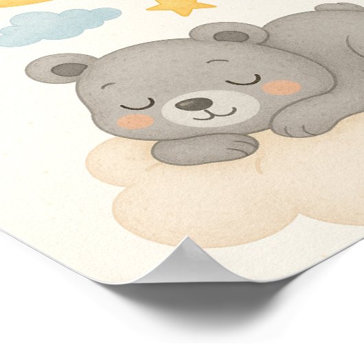 スウィートドリームス ぬいぐるみウォールアートセット – 月、クマ ポスター (角)