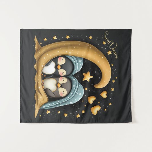 スウィートドリームズキュートデザインペンギン タペストリー (正面(横))