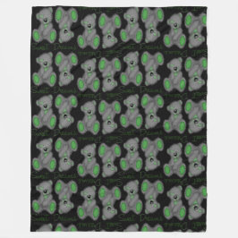 スウィートドリームテディエメラルドグリーン フリースブランケット