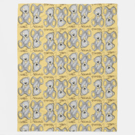 スウィートドリームテディバフイエロー フリースブランケット