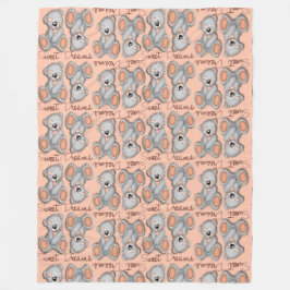 スウィートドリームテディピーチイエロー フリースブランケット