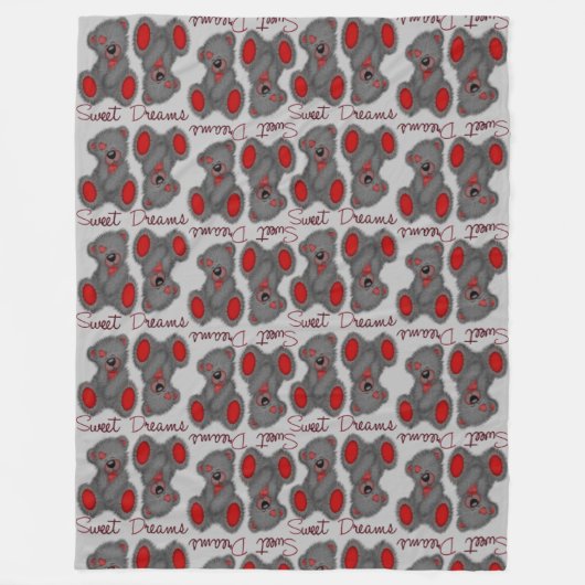 スウィートドリームテディブリリアントルビー フリースブランケット (正面)