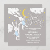 "スウィートドリームバニー"ツインズベビーシャワー招待状 招待状 (正面/裏面)