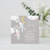 "スウィートドリームバニー"ツインズベビーシャワー招待状 招待状 (スタンド正面)