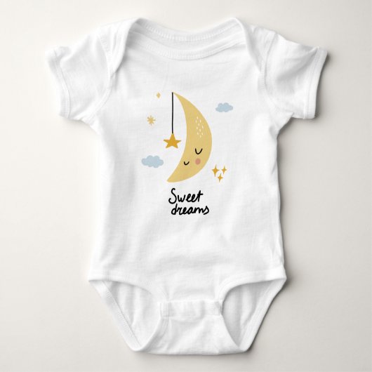 スウィートドリームムムーン&スターズ ベビーボディスーツ (正面)