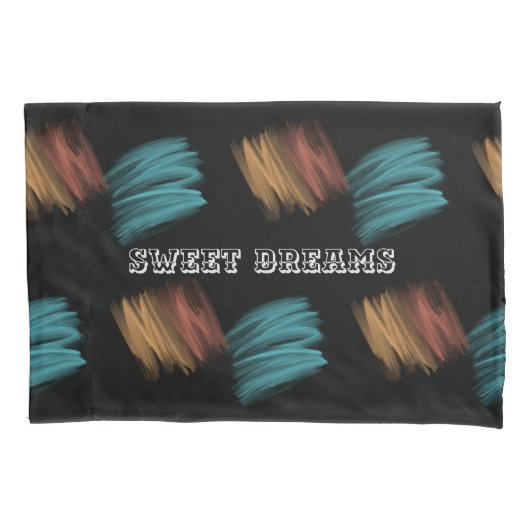 スウィートドリームレインボーブラッシュストロークピラロケース 枕カバー (正面)