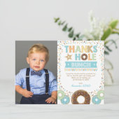 スウィートドーナツボーイ誕生日写真サンキューカード 招待状 (スタンド正面)