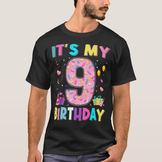 スウィートドーナツ私の9誕生日9歳 Tシャツ (正面)