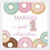 スウィートドーナツ誕生日 | キッカラフルトパーティー- スクエアシール (正面)