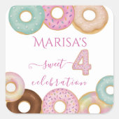 スウィートドーナツ誕生日 | キッカラフルトパーティー- スクエアシール (正面)