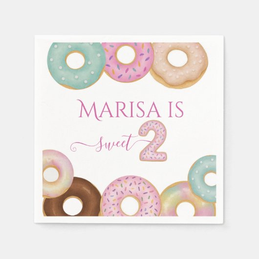 スウィートドーナツ誕生日 | キッカラフルトパーティー- スタンダードカクテルナプキン (正面)