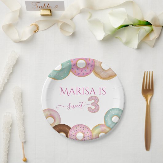 スウィートドーナツ誕生日 | キッカラフルトパーティー- ペーパープレート (ウェディング)