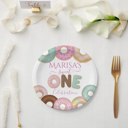 スウィートドーナツ誕生日 | キッカラフルトパーティー- ペーパープレート (ウェディング)