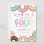 スウィートドーナツ誕生日 | キッカラフルトパーティー- 招待状 (正面)