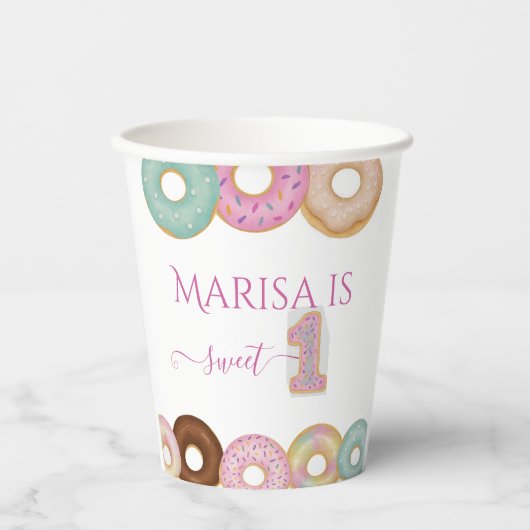 スウィートドーナツ誕生日 | キッカラフルトパーティー- 紙コップ (正面)