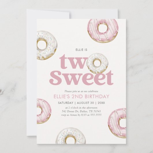 スウィートドーナツ2回目の誕生日 招待状 (正面)