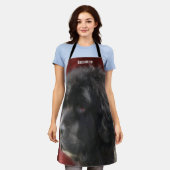 スウィートニューファンドランドドッグ顔 パーソナライズされた エプロン (着用した状態)